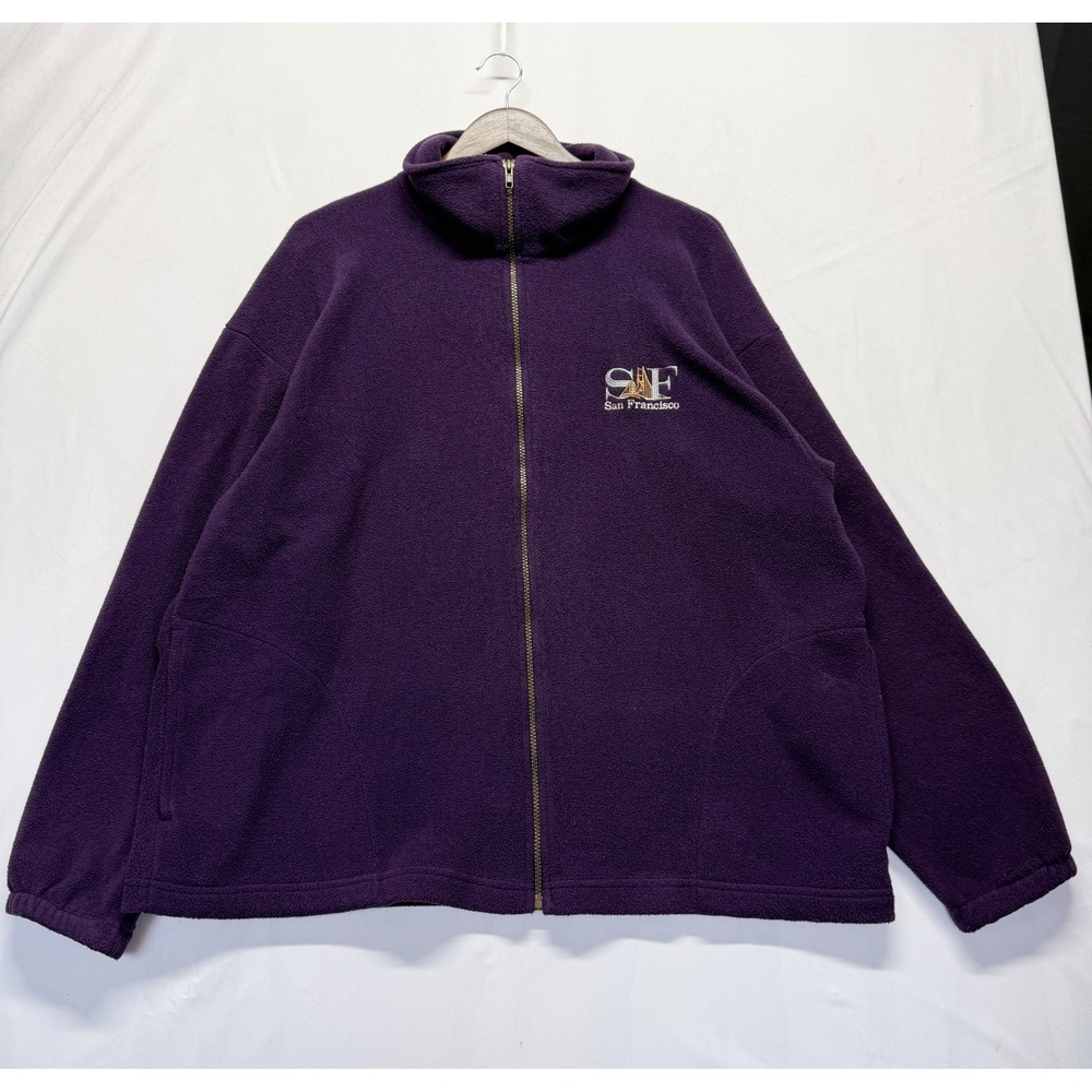 Andy's Fleece Jacket Womens XL Purple San Francisco‎ Logo Mock Neck Full Zip